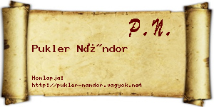 Pukler Nándor névjegykártya